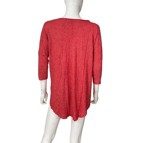 TOPSHOP Red Textured Heather 3/4 Sleeve Top - Picture 4 of 9